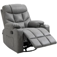 HOMCOM Thick Padded Faux Leather Recliner Armchair - Light Grey(m-11)