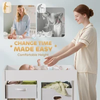 AIYAPLAY Baby Changing Unit with 4 Storage Drawers, Mat for Bedroom Nursery, 84 x 84.5 cm, White(m-4)