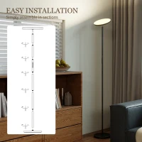 HOMCOM RGB Uplighter Floor Lamp, Tall Dimmable Standing Lamp with Remote & Touch Control, 350° Rotatable Head for Living Room Bedroom, 2700K-6000K Colour Temperatures, Black(m-9)