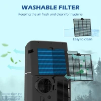 HOMCOM 14000 BTU Mobile Air Conditioner, 35m², Smart Home WiFi, with Dehumidifier, Fan, 24H Timer, Window Kit, Black(m-8)