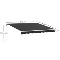 Outsunny Garden Retractable Awning - Black(m-3)