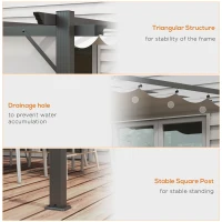 Outsunny 3 x 3(m) Aluminium Pergola Canopy Gazebo Awning Outdoor Garden Sun Shade Shelter Marquee Party BBQ, Light Grey(m-6)
