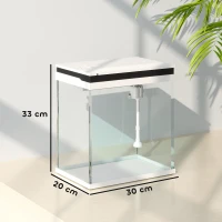 PawHut 14L Glass Fish Tank With Filter System, LED Lights, Water Pump, White(m-3)