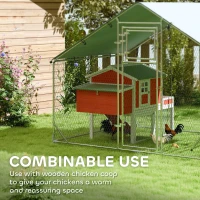 PawHut Walk-in Chicken Run w/ Cover, Feeding Door, Hanging Feeder, Perch, for 6-8 Poultry(m-9)
