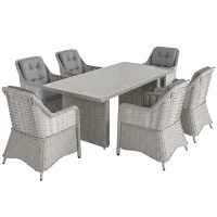 Outsunny Seven-Piece Rattan Dining Set - Mixed Grey(m-1)