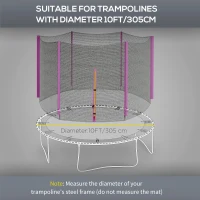 SPORTNOW 10ft Trampoline Net Replacement with 6 Plastic Pole Covers, Weather-Resistant Trampoline Netting Replacement with Zipped Entrance, Poles Not Included, Pink(m-4)