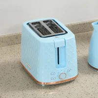 HOMCOM 1.7L 3000W Fast Boil Kettle & 2 Slice Toaster Set, Kettle and Toaster Set with Auto Shut Off, Browning Controls, Light Blue(m-9)