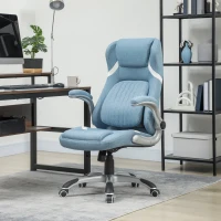 Vinsetto Linen-Look Office Chair, with Adjustable Height and Tension - Blue(m-2)