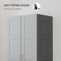 HOMCOM Double Paneled Door Wardrobe, with Shelves - Grey(m-6)