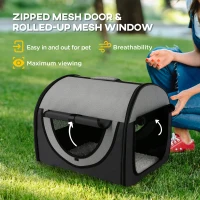 Pawhut Folding Fabric Soft Pet Crate, 46Lx36Wx41H cm - Black(m-6)