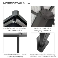 Outsunny 3 x 3.6m Hardtop Aluminium Gazebo - Black and Grey(m-6)