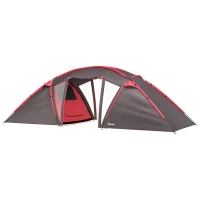 Outsunny 4-6 Man Family Camping Tent w/ 2 Bedrooms and a Living Room, Waterproof Tunnel Tent w/ Sewn In Groundsheet, Doors, Windows, Carry Bag, Grey(m-11)
