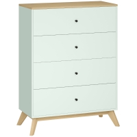 HOMCOM 4 Drawer Storage Cabinet, Chest of Drawers for Bedroom Living Room, Light Green and Oak