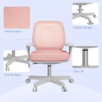 Vinsetto 44-56cm Mesh Back Office Chair - Pink(m-7)