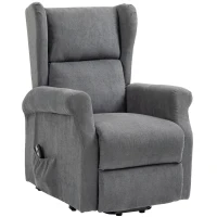 HOMCOM Power Lift Recliner Armchair, Electric Lift Chair for Elderly, Fabric Riser and Reclining Chair with Remote Control, Side Pockets, Extended Footrest, for Living Room, Charcoal Grey(m-11)