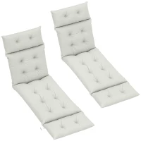 Outsunny Set of Two 190 x 56cm Sun Lounger Cushions - Light Grey(m-10)