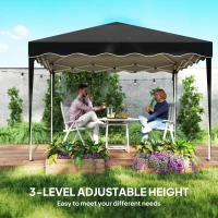 Outsunny 3 x 3cm Adjustable Height Pop-Up Gazebo, with Bag - Black(m-4)