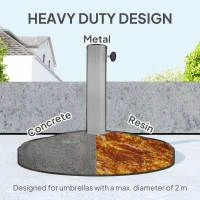 Outsunny 12kg Resin Garden Parasol Base, Round Umbrella Base, Heavy Duty Sun Umbrella Base for 32, 38, 48 mm Umbrella Poles for Deck Poolside, Bronze Tone(m-5)