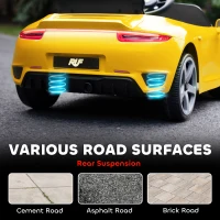 AIYAPLAY Kids Electric Car, 12V Licensed RUF GT Ride on Car with Suspension, Remote Control, Music for 3-5 Years Yellow(m-8)
