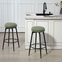 HOMCOM Set of Two Faux Leather Bar Stools - Green/Black(m-9)