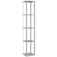 HOMCOM RGB LED Floor Lamp with Shelves, Modern Dimmable Standing Lamp with Remote Control, Adjustable Brightness & Speed for Living Room, Bedroom, Office, Grey