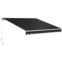 Outsunny 3 x 2.5m Garden Patio Manual Awning, Retractable Canopy Sun Shade Shelter with Fittings and Crank Handle, Black(m-10)