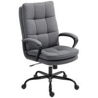 HOMCOM Double Padded Linen-Look Office Chair - Charcoal Grey(m-11)