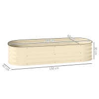 Outsunny Galvanised Raised Garden Bed, Metal Planter Box with Safety Edging, for Flowers, Herbs, Succulents, Cream White(m-3)
