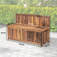 Outsunny Wood Storage Bench for Patio Furniture, Outdoor Garden Seating Tools, Brown(m-3)
