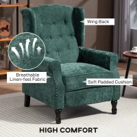 HOMCOM 150° Reclining Vintage Armchair, with footrest - Dark Green(m-5)