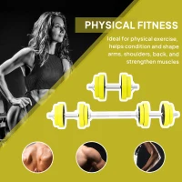 HOMCOM 20KGS 2-In-1 Dumbbell & Barbell Adjustable Set Strength Muscle Exercise Fitness Plate Bar Clamp Rod Home Gym Sports Area, Yellow(m-5)