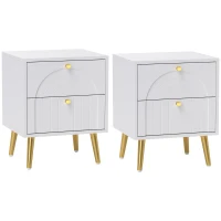 HOMCOM 2-Drawer Bedside Table Set of 2 - White(m-1)