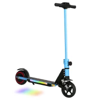 SPORTNOW Folding Electric Scooter for Kids, with Dual Brakes, Front Suspension, LED Colourful Lights, Blue(m-11)