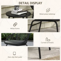 Outsunny Three-Piece Rattan Bistro Set - Black(m-7)