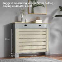 HOMCOM 95.5H x 111Wcm Radiator Cover, with Drawer - Grey(m-7)