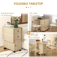 HOMCOM Six-Person Drop Leaf Dining Table, with Storage - Wood-Effect(m-5)