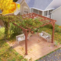 Outsunny 3.3 x 3.3 m Wooden Pergola Kit, Graden Pergola Gazebo Grape Trellis with Stable Structure for Climbing Vines, Flowers(m-7)