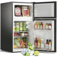 HOMCOM 88L Under Counter Fridge Freezer, Small Refrigerator with 5-Setting, 3 Star Freezer Rating, Black(m-10)