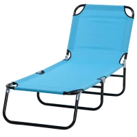 Outsunny Garden Sun Lounger, with Five-Position Back - Light Blue(m-11)