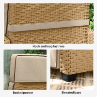 Outsunny 145° Reclining Rattan Armchair, with Footrest - Khaki/Beige(m-8)