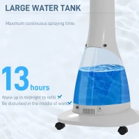 HOMCOM Pedestal Fan with Water Mist Spray, Spray Misting Fan with 75° Oscillation, Remote Control, Tilt Head, 3 Speeds, 3 Modes, 3 Mist, 3L Water Tank, Wheels, for Home, 125 cm(m-8)