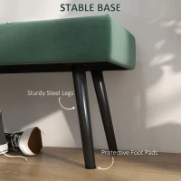 HOMCOM End of Bed Bench with X-Shape Design and Steel Legs, Upholstered Hallway Bench for Bedroom, Green(m-5)