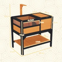 PawHut Wooden Tortoise House, with Shelter, Run, Shelf, Lamp Holder, Tray, Yellow(m-3)