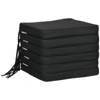 Outsunny Set of 6 Chair Cushion Seat Pads Dining Chair w/ Straps Indoor Outdoor Removable Tie On Garden Patio, Black(m-1)