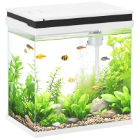PawHut 14L Glass Fish Tank With Filter System, LED Lights, Water Pump, White(m-10)