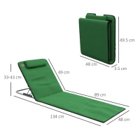 Outsunny Set of Two Metal Frame Beach Chairs, with Reclining Backs - Green(m-3)