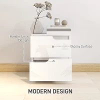 HOMCOM High Gloss Bedside Table - White(m-4)