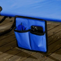 Outsunny Set of Two Folding Sun Loungers, with Adjustable Backs and Sun Canopies - Blue(m-8)