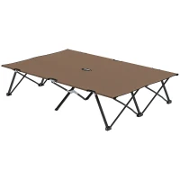 Outsunny Double Camping Cot Bed, with Bag - Khaki(m-1)