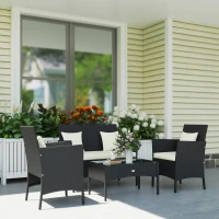 Outsunny Set da Giardino 4Pezzi in Rattan con 2 Sedie, Poltrona da Giardino a 2 Posti e Tavolino Basso(m-8)